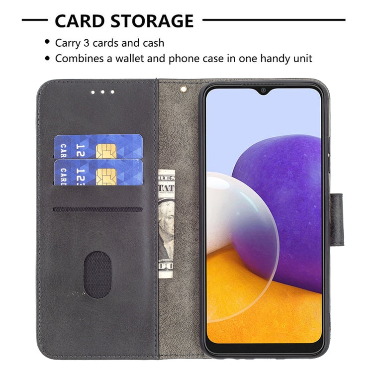 For Samsung Galaxy A22 5G Matching Color Crocodile Texture Horizontal Flip PU Leather Case with Wallet & Holder & Card Slots