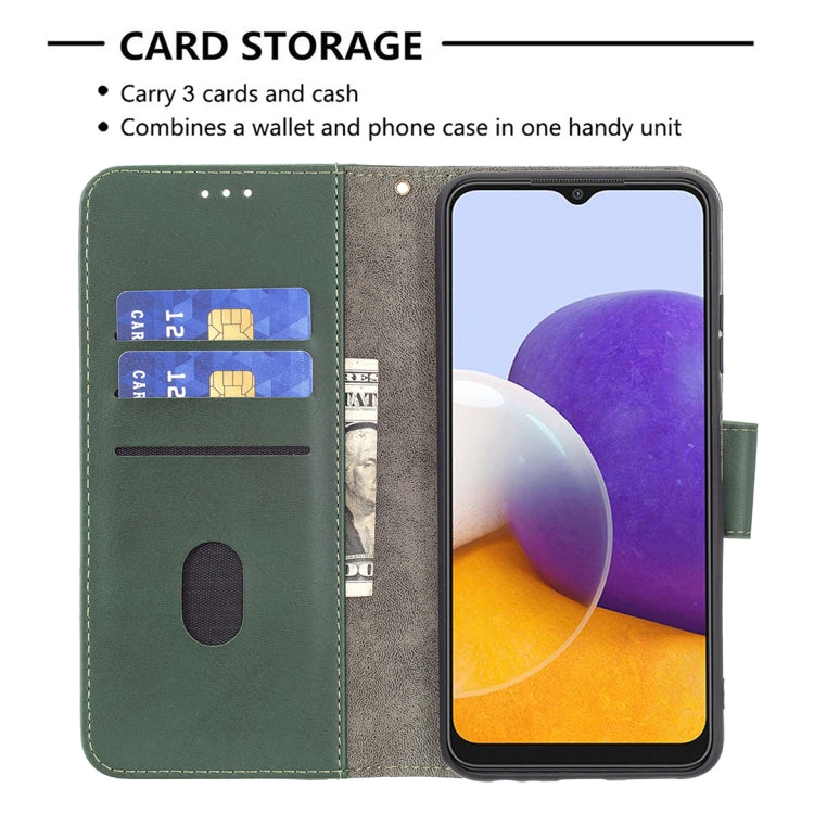 For Samsung Galaxy A22 5G Matching Color Crocodile Texture Horizontal Flip PU Leather Case with Wallet & Holder & Card Slots