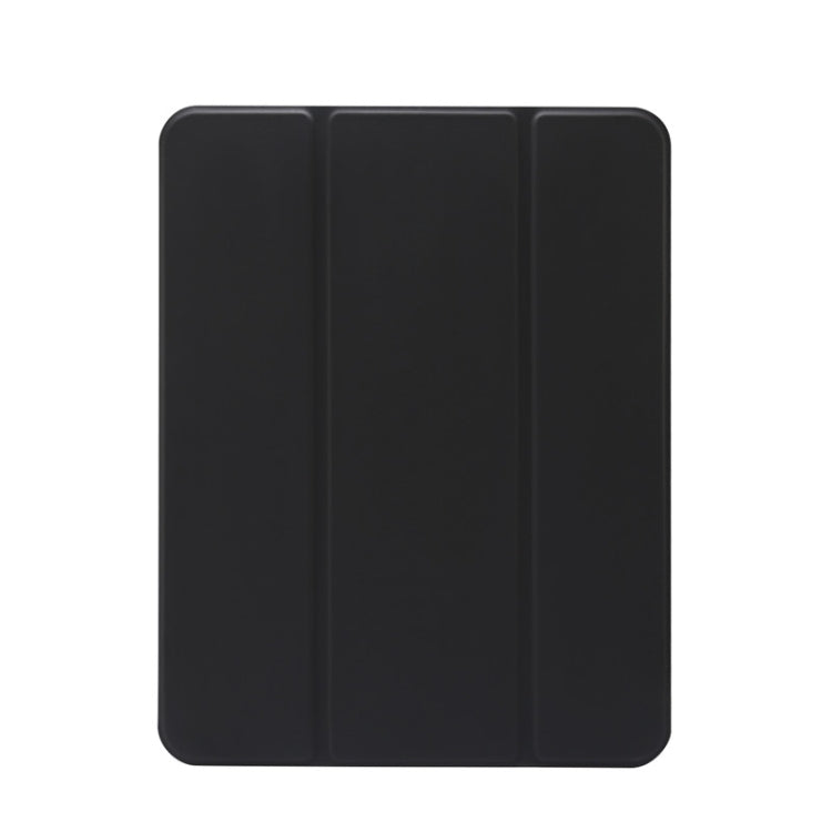 For iPad Pro 11 2022 / 2021 Three-folding Electric Pressed Skin Texture Horizontal Flip Shockproof Transparent TPU + PU Leather Tablet Case with Holder & Pen Slot & Sleep / Wake-up Function