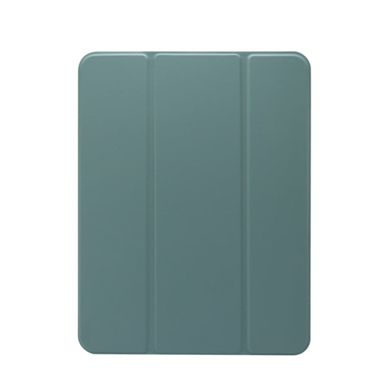 For iPad Pro 11 2022 / 2021 Three-folding Electric Pressed Skin Texture Horizontal Flip Shockproof Transparent TPU + PU Leather Tablet Case with Holder & Pen Slot & Sleep / Wake-up Function