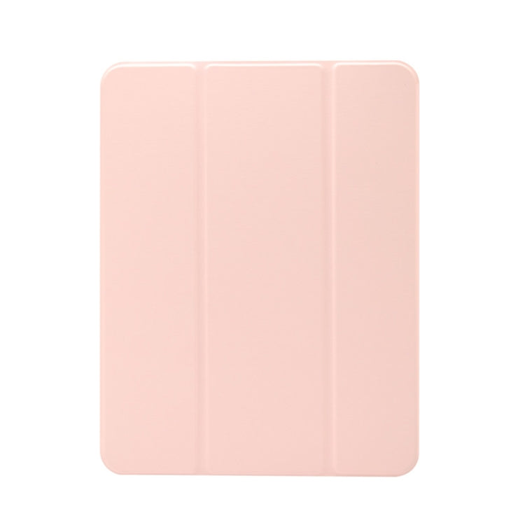 For iPad Pro 11 2022 / 2021 Three-folding Electric Pressed Skin Texture Horizontal Flip Shockproof Transparent TPU + PU Leather Tablet Case with Holder & Pen Slot & Sleep / Wake-up Function