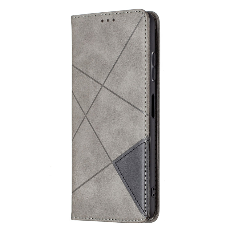 For Samsung Galaxy A22 5G Rhombus Texture Horizontal Flip Magnetic Leather Case with Holder & Card Slots
