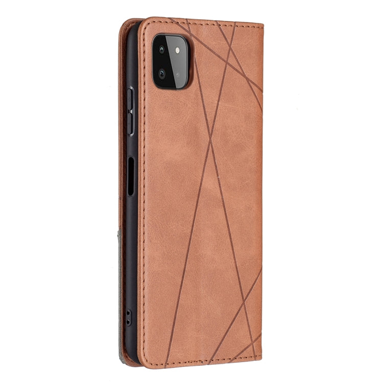 For Samsung Galaxy A22 5G Rhombus Texture Horizontal Flip Magnetic Leather Case with Holder & Card Slots