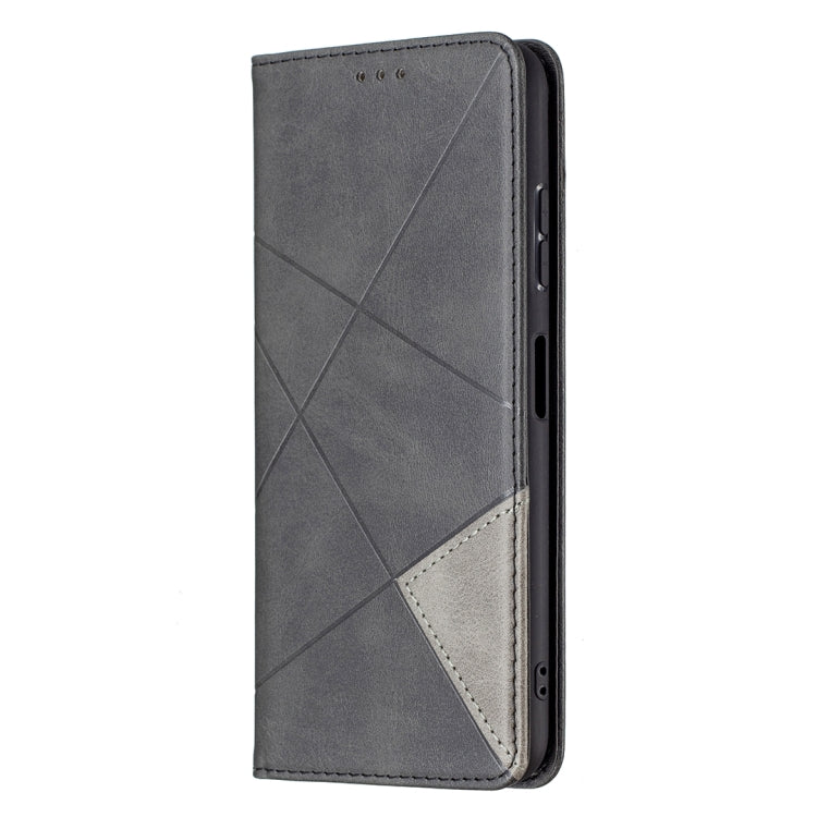 For Samsung Galaxy A22 5G Rhombus Texture Horizontal Flip Magnetic Leather Case with Holder & Card Slots