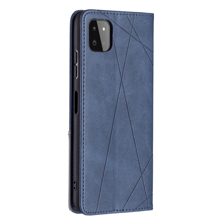For Samsung Galaxy A22 5G Rhombus Texture Horizontal Flip Magnetic Leather Case with Holder & Card Slots