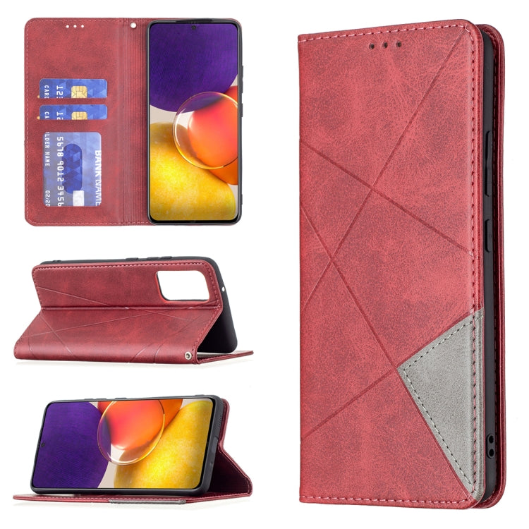 For Samsung Galaxy A82 5G Rhombus Texture Horizontal Flip Magnetic Leather Case with Holder & Card Slots