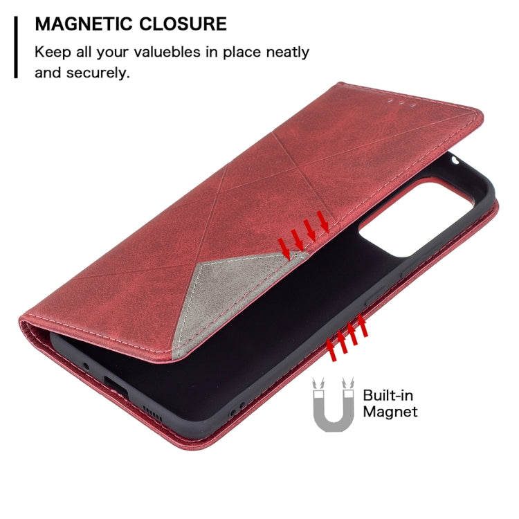 For Samsung Galaxy A82 5G Rhombus Texture Horizontal Flip Magnetic Leather Case with Holder & Card Slots