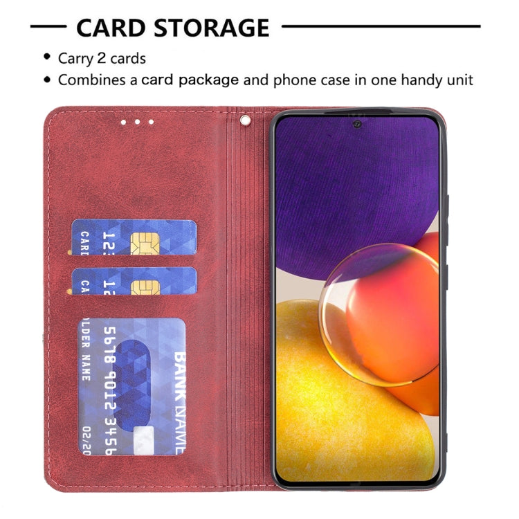 For Samsung Galaxy A82 5G Rhombus Texture Horizontal Flip Magnetic Leather Case with Holder & Card Slots