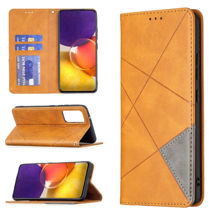 For Samsung Galaxy A82 5G Rhombus Texture Horizontal Flip Magnetic Leather Case with Holder & Card Slots