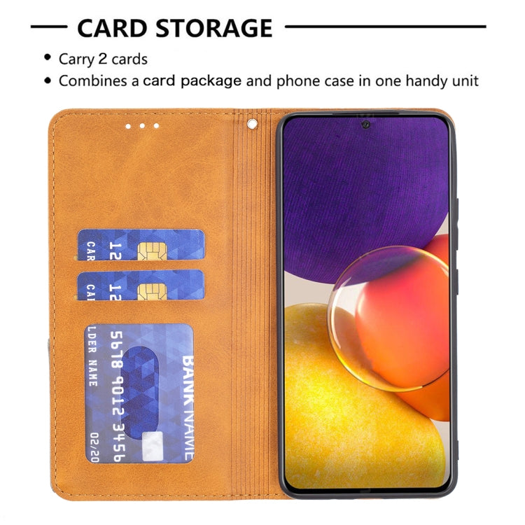 For Samsung Galaxy A82 5G Rhombus Texture Horizontal Flip Magnetic Leather Case with Holder & Card Slots