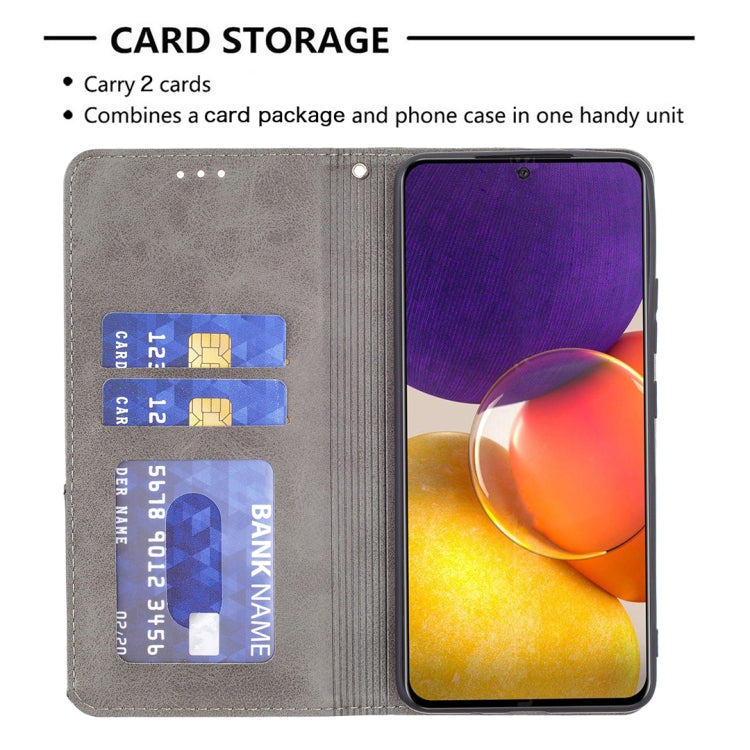 For Samsung Galaxy A82 5G Rhombus Texture Horizontal Flip Magnetic Leather Case with Holder & Card Slots