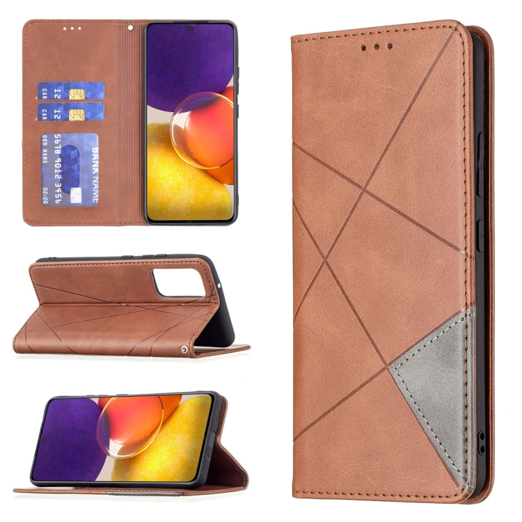 For Samsung Galaxy A82 5G Rhombus Texture Horizontal Flip Magnetic Leather Case with Holder & Card Slots