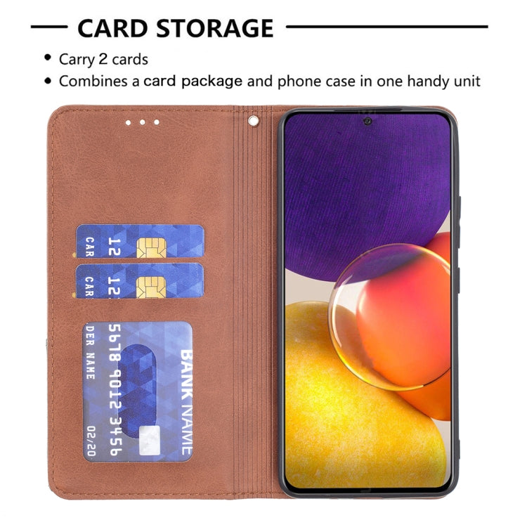 For Samsung Galaxy A82 5G Rhombus Texture Horizontal Flip Magnetic Leather Case with Holder & Card Slots