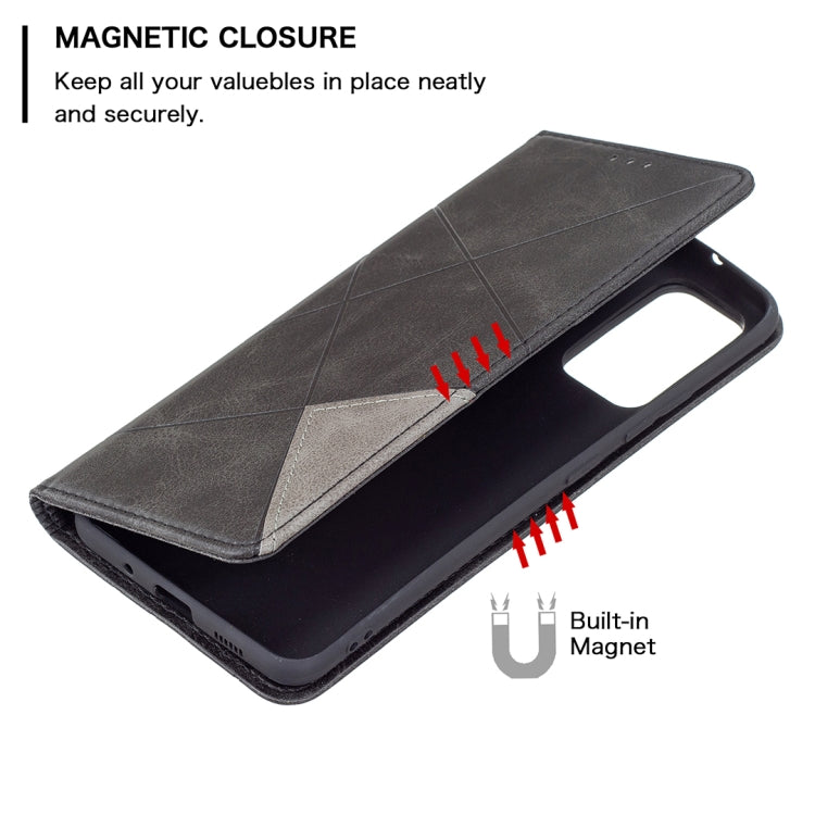 For Samsung Galaxy A82 5G Rhombus Texture Horizontal Flip Magnetic Leather Case with Holder & Card Slots