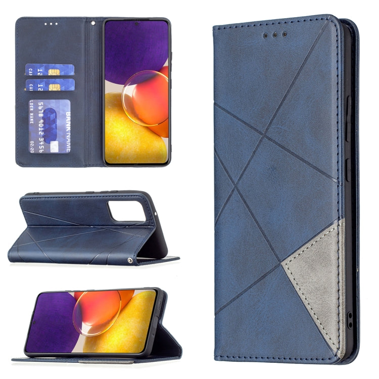 For Samsung Galaxy A82 5G Rhombus Texture Horizontal Flip Magnetic Leather Case with Holder & Card Slots