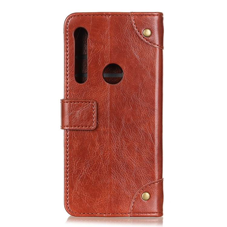 For Motorola One Macro / G8 Play Copper Buckle Nappa Texture Horizontal Flip Leather Case with Holder & Card Slots & Wallet