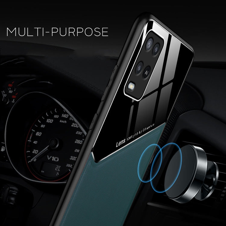 For OPPO A54 4G All-inclusive Leather + Organic Glass Protective Case with Metal Iron Sheet