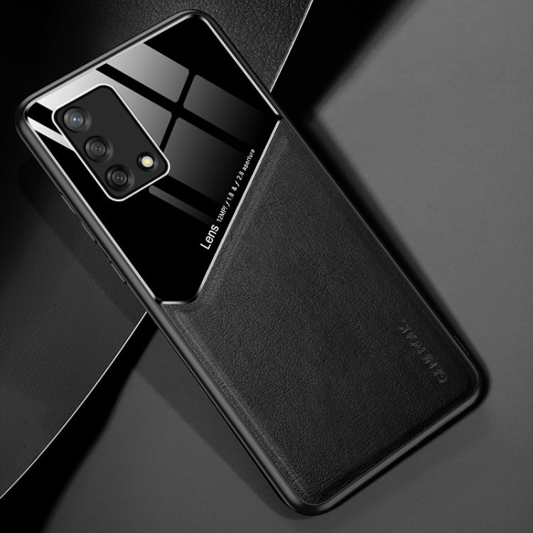 For OPPO A74 4G All-inclusive Leather + Organic Glass Protective Case with Metal Iron Sheet