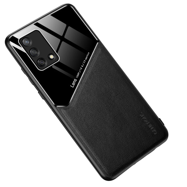 For OPPO A74 4G All-inclusive Leather + Organic Glass Protective Case with Metal Iron Sheet