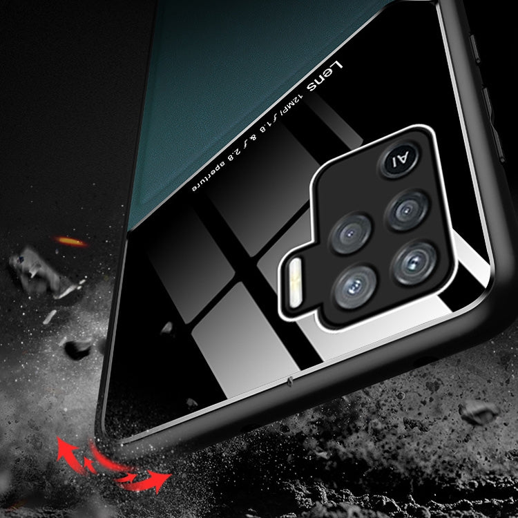 For OPPO F19 Pro / A94 4G All-inclusive Leather + Organic Glass Protective Case with Metal Iron Sheet