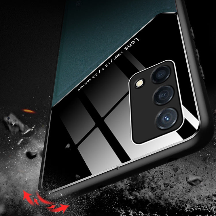 For OPPO K9 All-inclusive Leather + Organic Glass Protective Case with Metal Iron Sheet