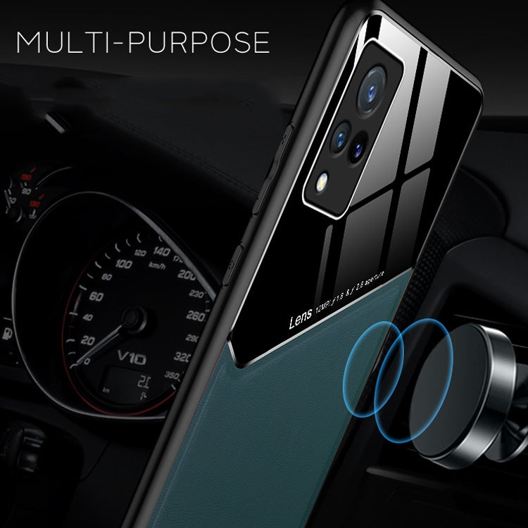 For vivo V21 All-inclusive Leather + Organic Glass Protective Case with Metal Iron Sheet