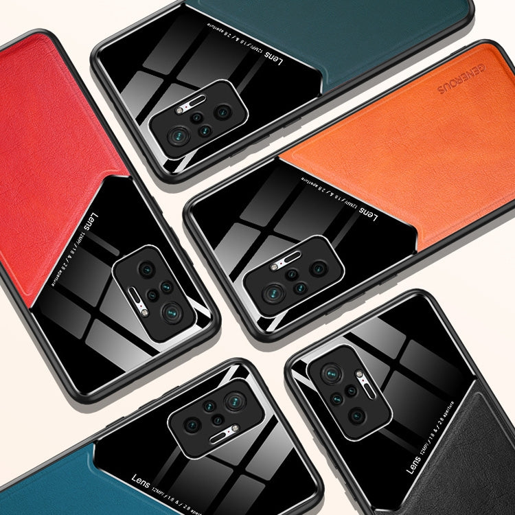 For Xiaomi Redmi Note 10 Pro Max All-inclusive Leather + Organic Glass Protective Case with Metal Iron Sheet
