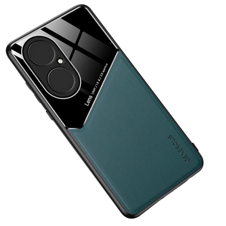 For Huawei P50 All-inclusive Leather + Organic Glass Protective Case with Metal Iron Sheet