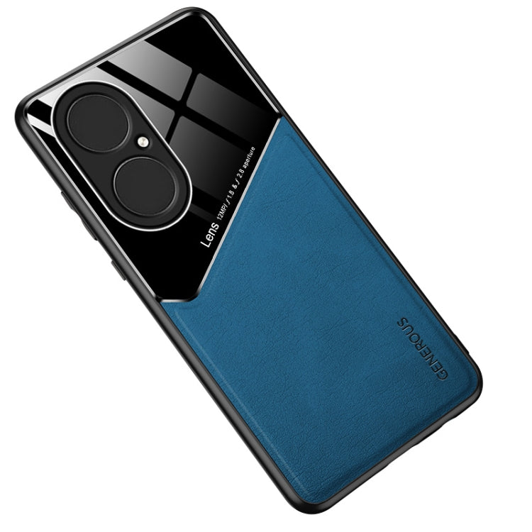 For Huawei P50 All-inclusive Leather + Organic Glass Protective Case with Metal Iron Sheet