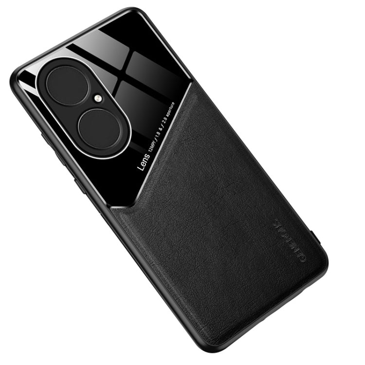 For Huawei P50 All-inclusive Leather + Organic Glass Protective Case with Metal Iron Sheet