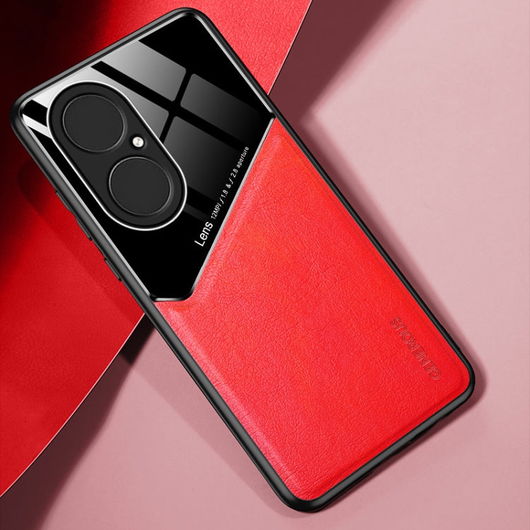 For Huawei P50 All-inclusive Leather + Organic Glass Protective Case with Metal Iron Sheet