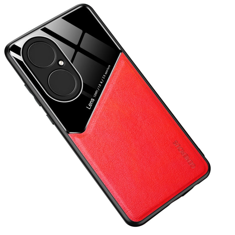 For Huawei P50 All-inclusive Leather + Organic Glass Protective Case with Metal Iron Sheet
