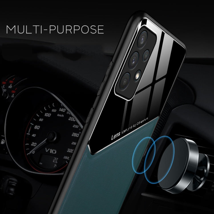 For Samsung Galaxy A32 4G All-inclusive Leather + Organic Glass Protective Case with Metal Iron Sheet