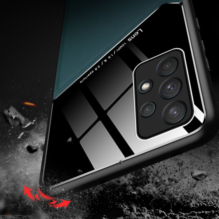 For Samsung Galaxy A32 4G All-inclusive Leather + Organic Glass Protective Case with Metal Iron Sheet