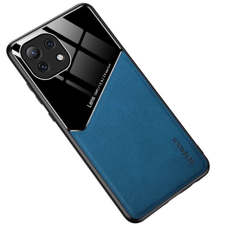For Xiaomi Mi 11 Lite All-inclusive Leather + Organic Glass Protective Case with Metal Iron Sheet
