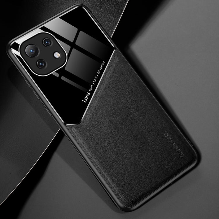 For Xiaomi Mi 11 Lite All-inclusive Leather + Organic Glass Protective Case with Metal Iron Sheet