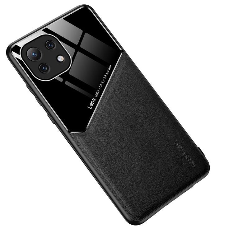 For Xiaomi Mi 11 Lite All-inclusive Leather + Organic Glass Protective Case with Metal Iron Sheet