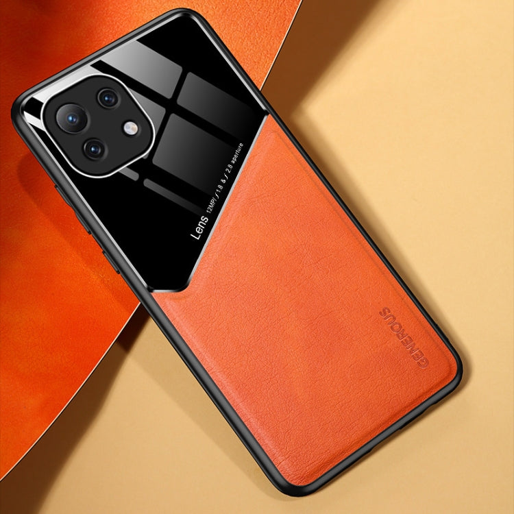 For Xiaomi Mi 11 Lite All-inclusive Leather + Organic Glass Protective Case with Metal Iron Sheet