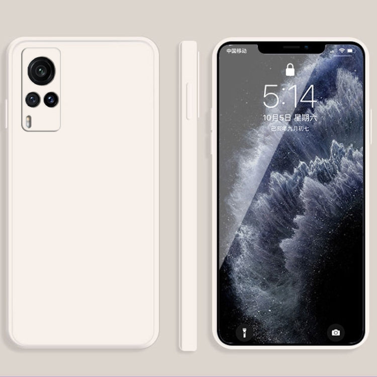 For vivo X60 Solid Color Imitation Liquid Silicone Straight Edge Dropproof Full Coverage Protective Case