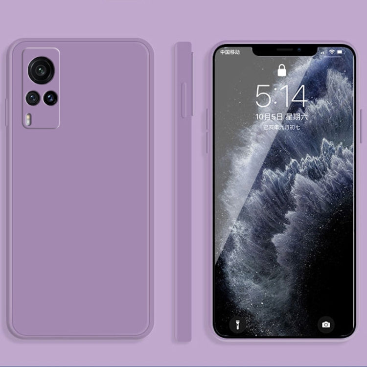 For vivo X60 Solid Color Imitation Liquid Silicone Straight Edge Dropproof Full Coverage Protective Case