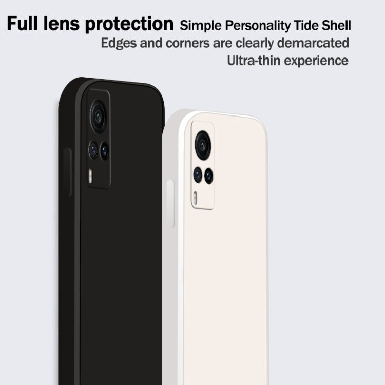 For vivo X60 Solid Color Imitation Liquid Silicone Straight Edge Dropproof Full Coverage Protective Case