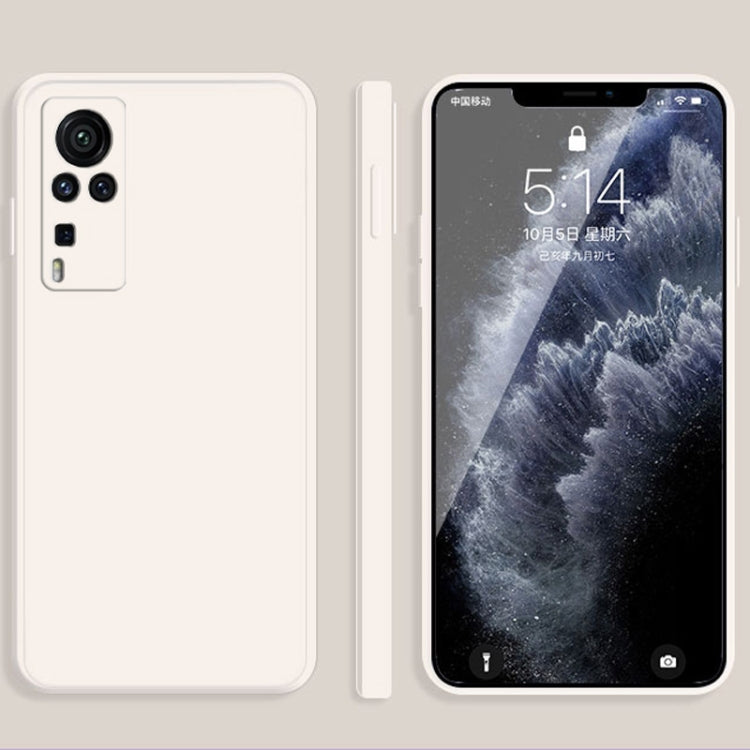 For vivo X60 Pro Solid Color Imitation Liquid Silicone Straight Edge Dropproof Full Coverage Protective Case