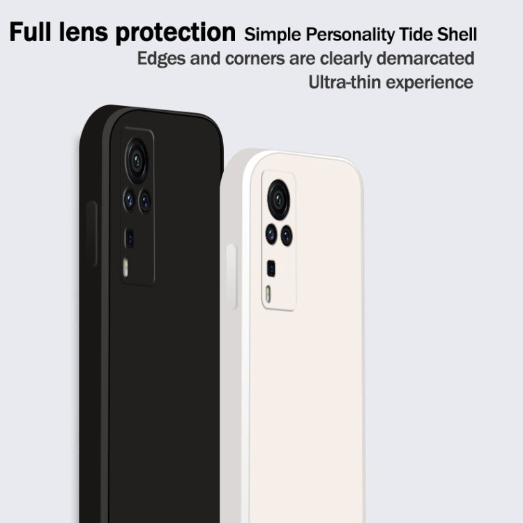 For vivo X60 Pro Solid Color Imitation Liquid Silicone Straight Edge Dropproof Full Coverage Protective Case