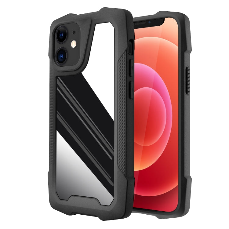 For iPhone 12 mini Stainless Steel Metal PC Back Cover + TPU Heavy Duty Armor Shockproof Case