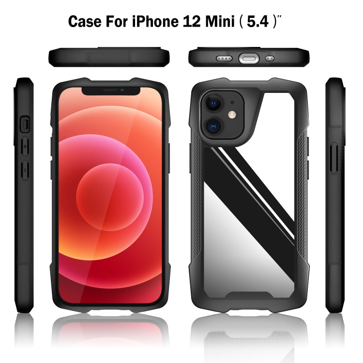 For iPhone 12 mini Stainless Steel Metal PC Back Cover + TPU Heavy Duty Armor Shockproof Case
