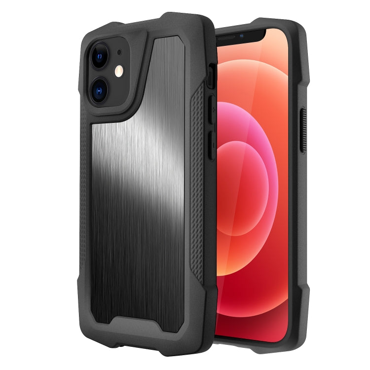 For iPhone 12 mini Stainless Steel Metal PC Back Cover + TPU Heavy Duty Armor Shockproof Case