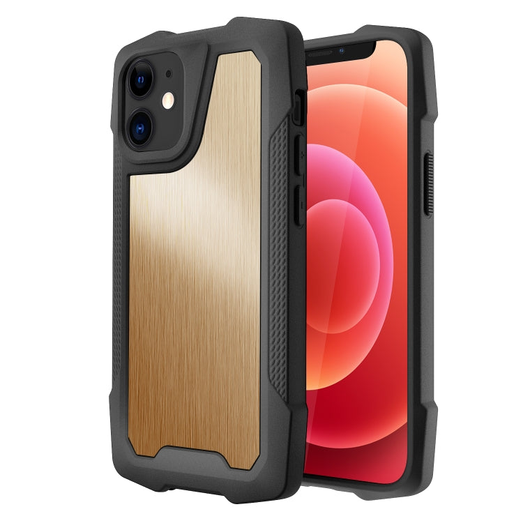 For iPhone 12 mini Stainless Steel Metal PC Back Cover + TPU Heavy Duty Armor Shockproof Case