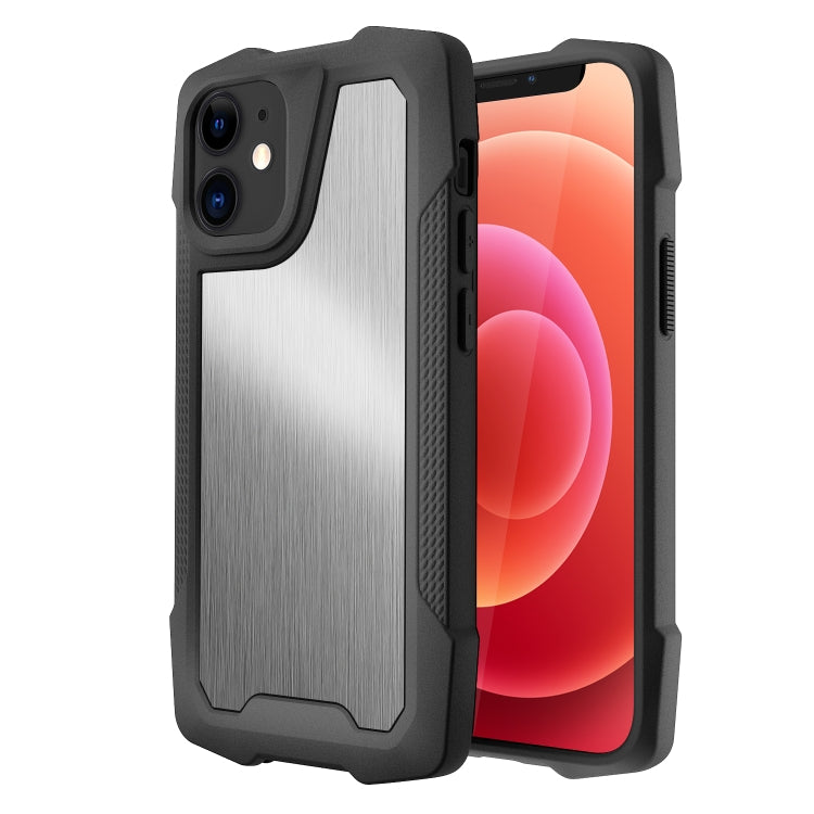 For iPhone 12 mini Stainless Steel Metal PC Back Cover + TPU Heavy Duty Armor Shockproof Case