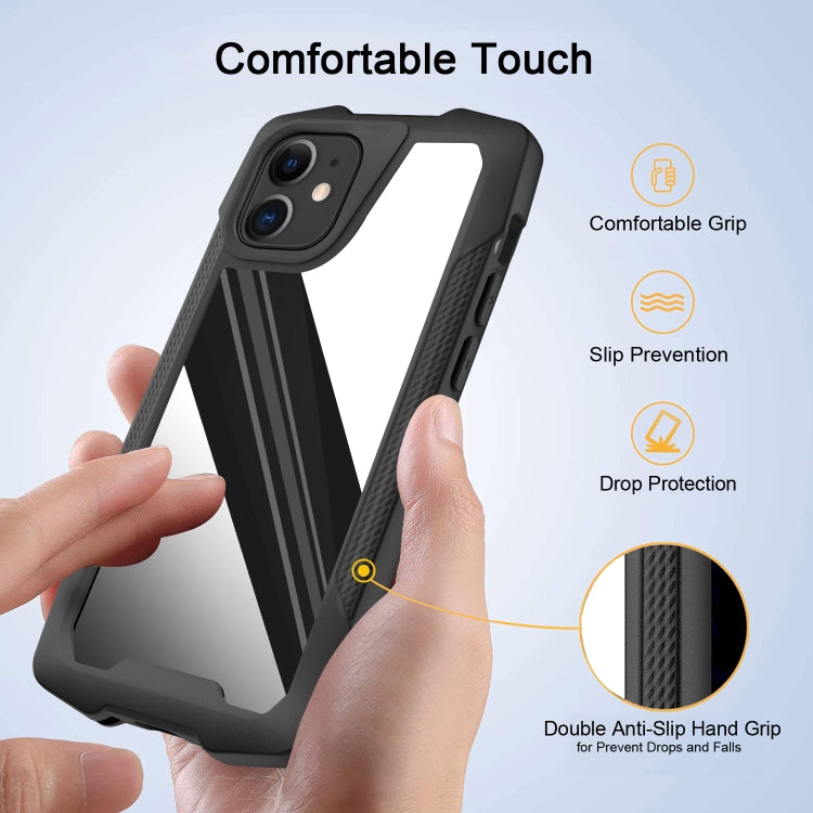 For iPhone 12 mini Stainless Steel Metal PC Back Cover + TPU Heavy Duty Armor Shockproof Case