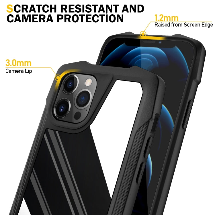 For iPhone 12 / 12 Pro Stainless Steel Metal PC Back Cover + TPU Heavy Duty Armor Shockproof Case